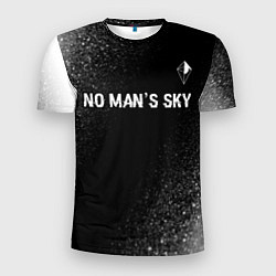 Мужская спорт-футболка No Mans Sky glitch на темном фоне: символ сверху