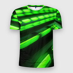 Футболка спортивная мужская Green neon abstract, цвет: 3D-принт