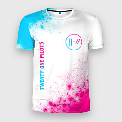 Мужская спорт-футболка Twenty One Pilots neon gradient style: надпись, си