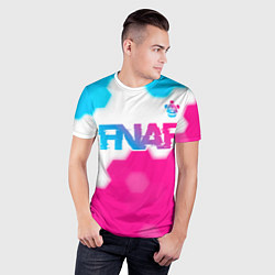Футболка спортивная мужская FNAF neon gradient style: символ сверху, цвет: 3D-принт — фото 2