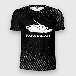 Футболка спортивная мужская Papa Roach с потертостями на темном фоне, цвет: 3D-принт
