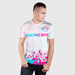 Футболка спортивная мужская Genesis neon gradient style: символ сверху, цвет: 3D-принт — фото 2