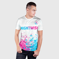 Футболка спортивная мужская Nightwish neon gradient style: символ сверху, цвет: 3D-принт — фото 2