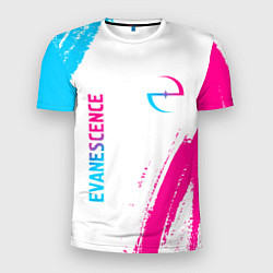 Мужская спорт-футболка Evanescence neon gradient style: надпись, символ