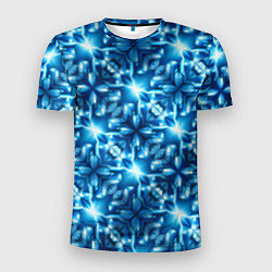 Мужская спорт-футболка Светящиеся голубые цветы