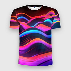 Мужская спорт-футболка Неоновые фиолетовые волны