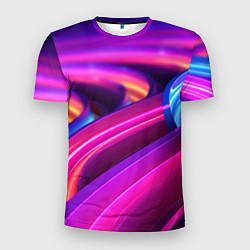 Мужская спорт-футболка Неоновые абстрактные волны