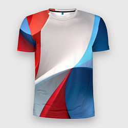 Мужская спорт-футболка Абстракция белый синий красный