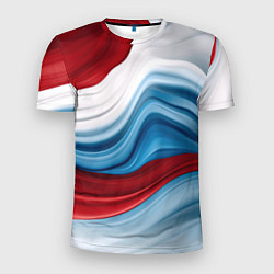 Мужская спорт-футболка Белые синие красные волны