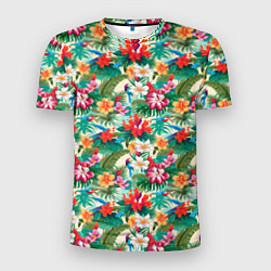 Мужская спорт-футболка Яркие гавайские цветы