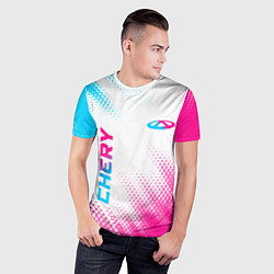 Футболка спортивная мужская Chery neon gradient style: надпись, символ, цвет: 3D-принт — фото 2