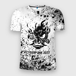 Мужская спорт-футболка Cyberpunk 2077 glitch на светлом фоне