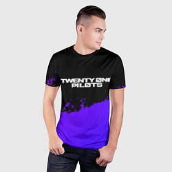 Футболка спортивная мужская Twenty One Pilots purple grunge, цвет: 3D-принт — фото 2