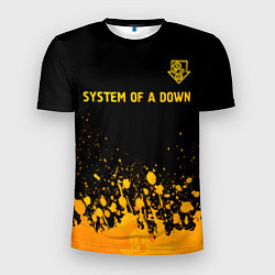Футболка спортивная мужская System of a Down - gold gradient: символ сверху, цвет: 3D-принт