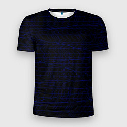 Футболка спортивная мужская Текстура черно-синий, цвет: 3D-принт