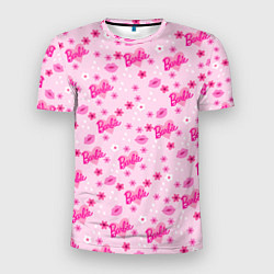 Мужская спорт-футболка Барби, сердечки и цветочки