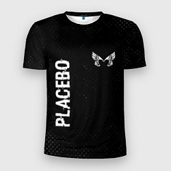 Мужская спорт-футболка Placebo glitch на темном фоне: надпись, символ