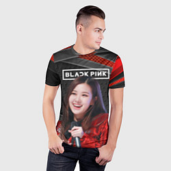 Футболка спортивная мужская Rose Blackpink black red, цвет: 3D-принт — фото 2