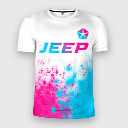 Футболка спортивная мужская Jeep neon gradient style: символ сверху, цвет: 3D-принт