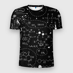 Мужская спорт-футболка Химические формулы на чёрном