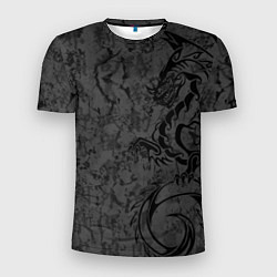Футболка спортивная мужская Black dragon - grunge, цвет: 3D-принт