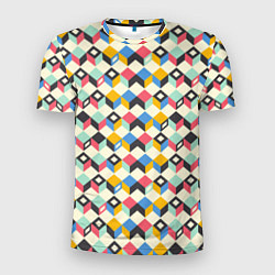 Мужская спорт-футболка Абстракция из цветных кубиков
