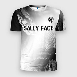Мужская спорт-футболка Sally Face glitch на светлом фоне: символ сверху