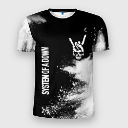 Мужская спорт-футболка System of a Down и рок символ на темном фоне