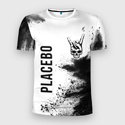Мужская спорт-футболка Placebo и рок символ на светлом фоне