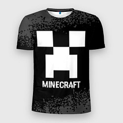 Футболка спортивная мужская Minecraft glitch на темном фоне, цвет: 3D-принт
