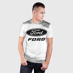 Футболка спортивная мужская Ford speed на светлом фоне со следами шин, цвет: 3D-принт — фото 2