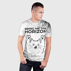 Футболка спортивная мужская Bring Me the Horizon рок кот на светлом фоне, цвет: 3D-принт — фото 2