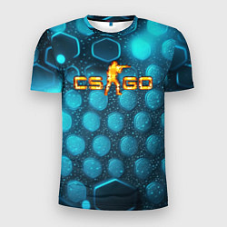 Футболка спортивная мужская CS GO blue neon, цвет: 3D-принт