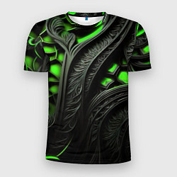 Мужская спорт-футболка Green black abstract