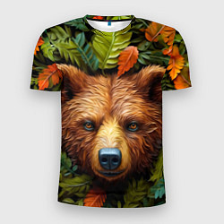 Футболка спортивная мужская Медведь в листьях, цвет: 3D-принт