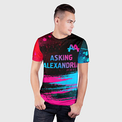 Футболка спортивная мужская Asking Alexandria - neon gradient: символ сверху, цвет: 3D-принт — фото 2