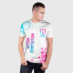 Футболка спортивная мужская Within Temptation neon gradient style: надпись, си, цвет: 3D-принт — фото 2