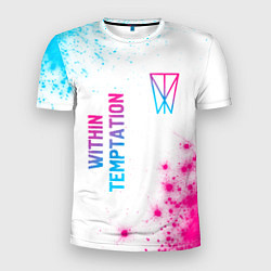 Мужская спорт-футболка Within Temptation neon gradient style: надпись, си