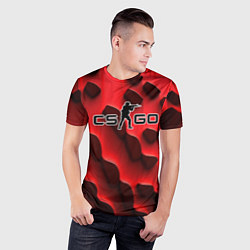 Футболка спортивная мужская CS GO black red abstract, цвет: 3D-принт — фото 2