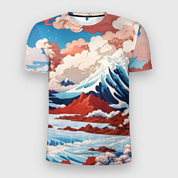 Мужская спорт-футболка Пейзаж в Японском ретро стиле