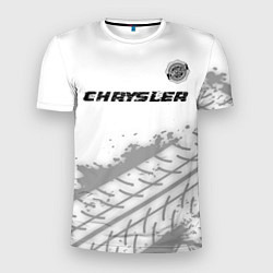 Мужская спорт-футболка Chrysler speed на светлом фоне со следами шин: сим