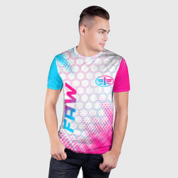 Футболка спортивная мужская FAW neon gradient style: надпись, символ, цвет: 3D-принт — фото 2