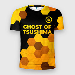 Мужская спорт-футболка Ghost of Tsushima - gold gradient: символ сверху
