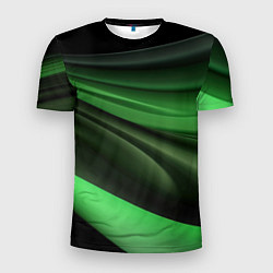 Мужская спорт-футболка Темная зеленая текстура