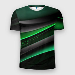 Мужская спорт-футболка Black green line