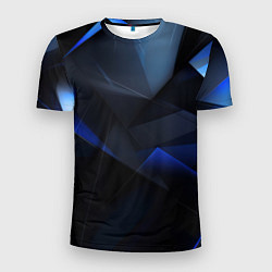 Мужская спорт-футболка Черная и голубая текстура