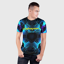 Футболка спортивная мужская Cyberpunk 2077 neon texture, цвет: 3D-принт — фото 2