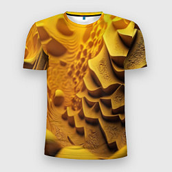 Футболка спортивная мужская Желтая объемная абстракция, цвет: 3D-принт