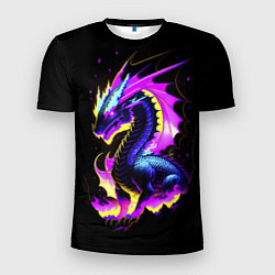 Мужская спорт-футболка Неоновый космический дракон