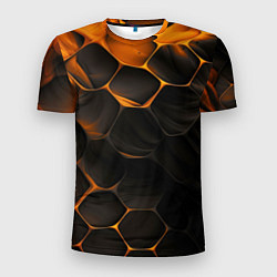 Футболка спортивная мужская Оранжевые плиты паттерн, цвет: 3D-принт